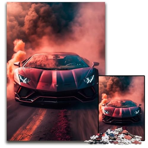 Cooles Sportwagen-Puzzle, 1000 Teile, Papppuzzle, Weihnachten, Halloween, Ostern, Neujahr, 26x38cm/10,23x14,96 Zoll von JIANGENNF