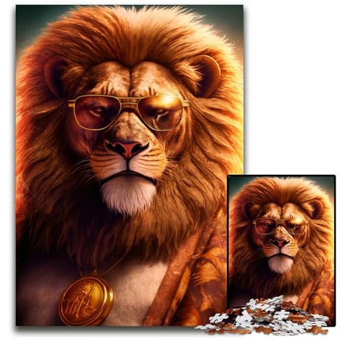 Cooles Tier-Löwe-Puzzle, 1000 Teile, Holzpuzzle für Erwachsene, Entspannung und Herausforderung, farbenfrohe Heimdekoration, Freunde, 50x75cm/19,68x29,52 Zoll Cooles Tier-Löwe-Puzzle, 1000 Teile, Holzpuzzle für Erwachsene, Entspannung und Herausforderung, farbenfrohe Heimdekoration, Freunde, 50x75cm/19,68x29,52 Zoll von JIANGENNF