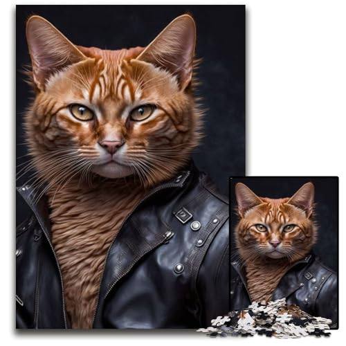 Cooles getigertes Katzen-Puzzle, 1000 Teile, für Erwachsene, interaktives Familienspiel, Denksportaufgabe, Lernspielzeug, 26x38cm/10,23x14,96 Zoll von JIANGENNF