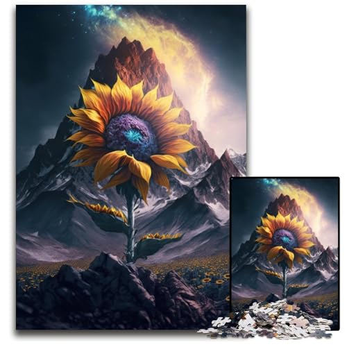 Cosmic Sunflower Puzzles 1000 Teile für Erwachsene, Papppuzzles für Erwachsene, anspruchsvolles Denkspiel – entspannendes Spielzeug für Teenager, 26x38cm/10,23x14,96 Zoll von JIANGENNF