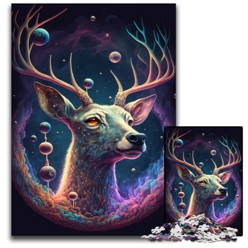 Cosmic Trippy Deer Puzzle 1000 Teile für Erwachsene, Papppuzzle, kreatives Familienspiel und Heimdekoration, Teenager, 26x38cm/10,23x14,96 Zoll Cosmic Trippy Deer Puzzle 1000 Teile für Erwachsene, Papppuzzle, kreatives Familienspiel und Heimdekoration, Teenager, 26x38cm/10,23x14,96 Zoll von JIANGENNF