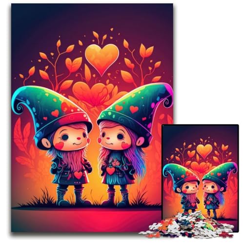Creature Love Duo Puzzle 1000 Teile für Erwachsene, Puzzle für Erwachsene, interaktives Familienspiel, Denksportaufgabe, Lernspielzeug, 50x75cm/19,68x29,52 Zoll von JIANGENNF