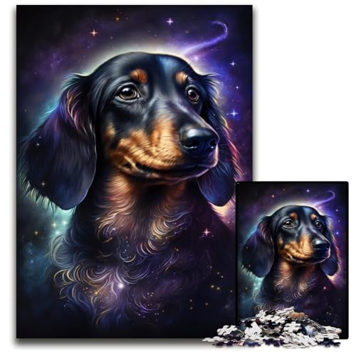 Dackel-Puzzle, 1000 Teile, Holzpuzzle für Erwachsene, für Reiseliebhaber und Paare, anspruchsvolles Spielzeug, 50x75cm/19,68x29,52 Zoll von JIANGENNF