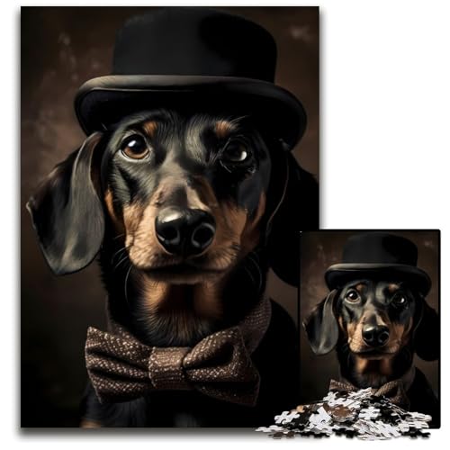 Dackelhut-Puzzle für Erwachsene, 1000 Teile, interaktives Familienspiel, Denksportaufgabe, Lernspielzeug, 50x75cm/19,68x29,52 Zoll von JIANGENNF