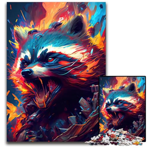Das freche Waschbär-Puzzle, 1000 Teile, Papppuzzle, Weihnachten, Halloween, Ostern, Neujahr, 26x38cm/10,23x14,96 Zoll von JIANGENNF