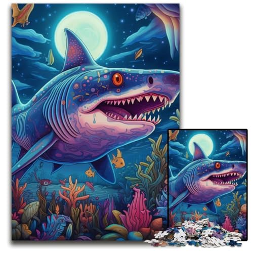 Deep Jaws Puzzle 1000 Teile Papppuzzles Weihnachten, Halloween, Ostern, Neujahr 26x38cm/10,23x14,96 Zoll von JIANGENNF