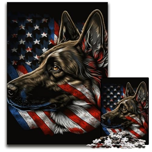 Deutscher Schäferhund, 1000-teiliges Puzzle aus Pappe für Erwachsene, für Reiseliebhaber und Paare, anspruchsvolles Spielzeug, 26x38cm/10,23x14,96 Zoll von JIANGENNF