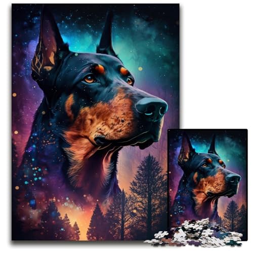 Dobermann-Pinscher, 1000-teiliges Puzzle aus Pappe für Erwachsene, für Reiseliebhaber und Paare, anspruchsvolles Spielzeug, 26x38cm/10,23x14,96 Zoll von JIANGENNF