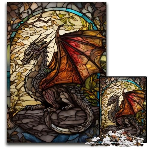 Drache im Glas-Puzzle für Erwachsene, 1000 Teile, Papppuzzle, interaktives Familienspiel, Denksportaufgabe, Lernspielzeug, 26x38cm/10,23x14,96 Zoll von JIANGENNF