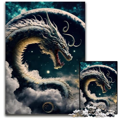 Drachen-Puzzle, 1000 Teile, Papp-Puzzle für Erwachsene, für Reiseliebhaber und Paare, anspruchsvolles Spielzeug, 26x38cm/10,23x14,96 Zoll von JIANGENNF