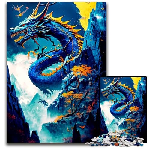 Drachen-Puzzle, 1000 Teile, Puzzle für Erwachsene, anspruchsvolles Denkspiel, entspannendes Spielzeug für Teenager, 50x75cm/19,68x29,52 Zoll von JIANGENNF