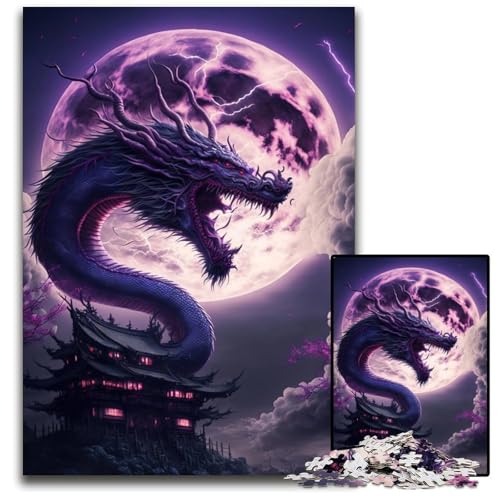 Drachen-Puzzle für Erwachsene, 1000 Teile, interaktives Familienspiel, Denksportaufgabe, Lernspielzeug, 50x75cm/19,68x29,52 Zoll von JIANGENNF