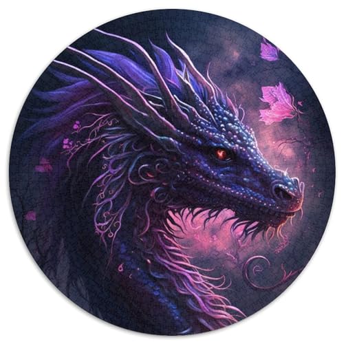 Drachen-Puzzle für Erwachsene, 1000 Teile, rundes Puzzle mit 1000 Teilen, farbenfrohe Heimdekoration und interaktives Familienspiel, (Größe 67,5 x 67,5 cm) von JIANGENNF
