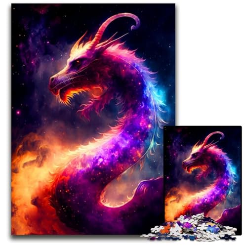 Drachenpuzzle 1000 Teile für Erwachsene, Puzzle für Erwachsene, interaktives Familienspiel, Denksportaufgabe, Lernspielzeug, 26x38cm/10,23x14,96 Zoll von JIANGENNF