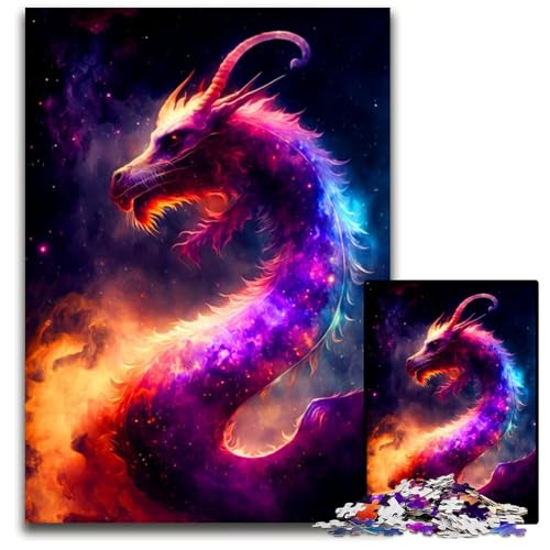 Drachenpuzzle 1000 Teile für Erwachsene, Puzzle für Erwachsene, interaktives Familienspiel, Denksportaufgabe, Lernspielzeug, 50x75cm/19,68x29,52 Zoll von JIANGENNF