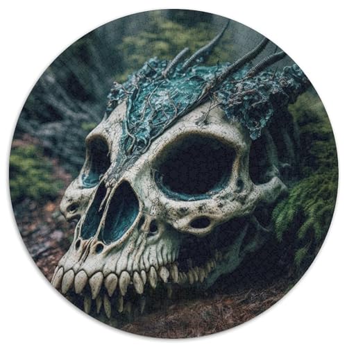 Drachenschädel-Puzzle, 1000 Teile, rundes Puzzle, 1000 Teile, ideales DIY-Dekor und Denksport-Geschenk (Größe 67,5 x 67,5 cm) von JIANGENNF