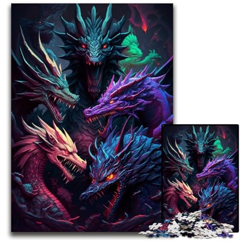 Dragon Group 1000-teiliges Puzzle, Holzpuzzle für Erwachsene, interaktives Familienspiel, Denksportaufgabe, Lernspielzeug, 50x75cm/19,68x29,52 Zoll von JIANGENNF