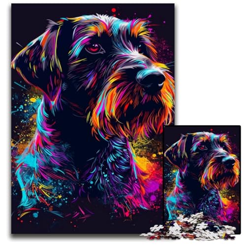 Drahthaariger Vorstehhund, 1000-teiliges Puzzle, Puzzle für Erwachsene, anspruchsvolles Denkspiel, entspannendes Spielzeug für Teenager, 26x38cm/10,23x14,96 Zoll von JIANGENNF