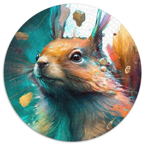 Eichhörnchen-Mal-Puzzles für Erwachsene, 1000 runde Puzzles für 1000 Teile, pädagogische Aktivität zur Verbesserung der kognitiven Fähigkeiten (Größe 67,5 x 67,5 cm) von JIANGENNF
