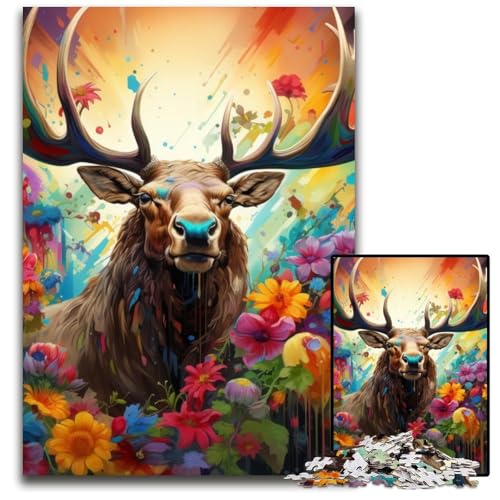 Elch-Puzzle für Erwachsene, 1000 Teile, Holzpuzzle, interaktives Familienspiel, Denksportaufgabe, Lernspielzeug, 50x75cm/19,68x29,52 Zoll Elch-Puzzle für Erwachsene, 1000 Teile, Holzpuzzle, interaktives Familienspiel, Denksportaufgabe, Lernspielzeug, 50x75cm/19,68x29,52 Zoll von JIANGENNF