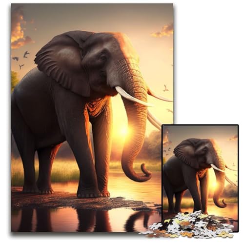 Elefanten-Tierpuzzle für Erwachsene, 1000 Teile, anspruchsvolles Denkspiel für Teenager, unterhaltsames interaktives Spiel für die ganze Familie, 50x75cm/19,68x29,52 Zoll von JIANGENNF