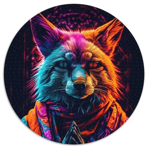 Erstaunliches buntes Wolf-Puzzle 1000 Teile, runde Puzzles mit 1000 Teilen für Erwachsene, Lernspielzeug für Teenager, Heimbüro-Dekor (Größe 67,5 x 67,5 cm) von JIANGENNF