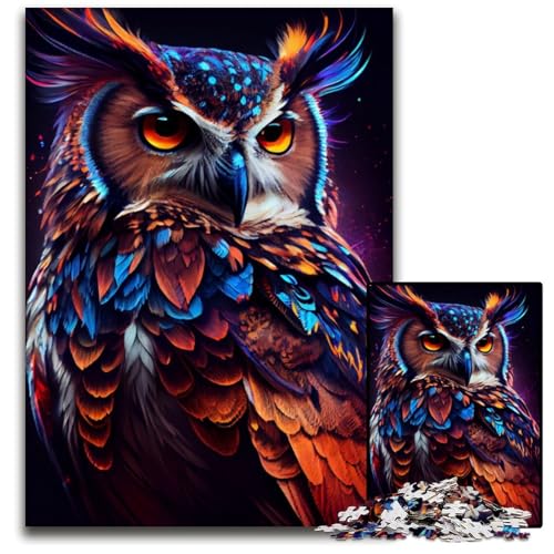 Eule, buntes 1000-teiliges Puzzle, Holzpuzzle, Denkspiel für Jugendliche und Familieninteraktion, 50x75cm/19,68x29,52 Zoll Eule, buntes 1000-teiliges Puzzle, Holzpuzzle, Denkspiel für Jugendliche und Familieninteraktion, 50x75cm/19,68x29,52 Zoll von JIANGENNF