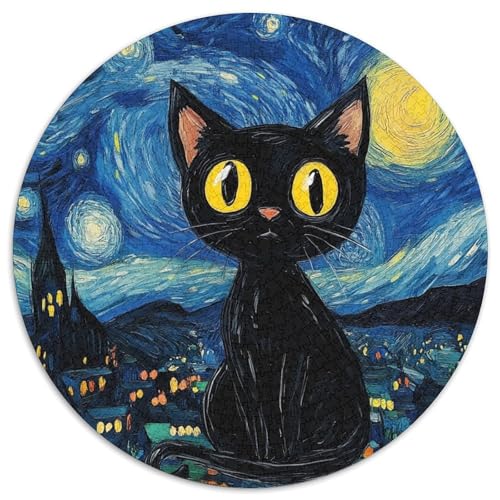 Eulen-Nachthimmel, 1000-teiliges Puzzle für Erwachsene, runde Puzzles für 1000 Teile, DIY-Geschenk zur Heimdekoration, Denksportaufgabe für Erwachsene (Größe 67,5 x 67,5 cm) von JIANGENNF
