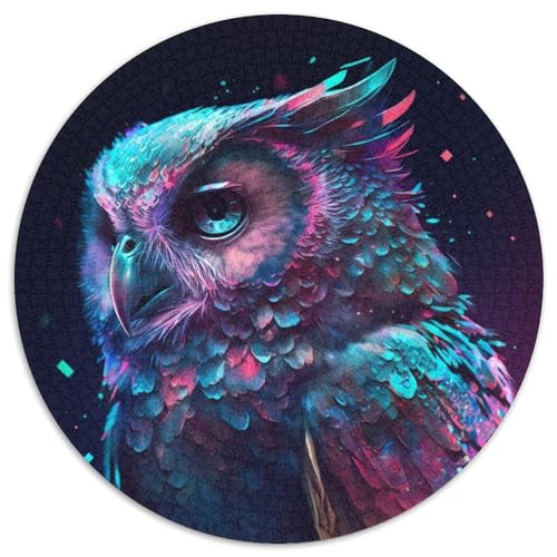 Eulen-Vogel-Puzzle 1000 Teile, runde Puzzles mit 1000 Teilen für Erwachsene, Lernspielzeug für Jugendliche, Heim- und Bürodekoration (Größe 67,5 x 67,5 cm) von JIANGENNF
