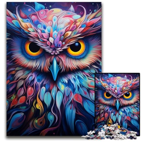 Fantasy Art Owl 1000-teiliges Puzzle, anspruchsvolle Puzzles, interaktives Familienspiel, Denksportaufgabe, Lernspielzeug, 26x38cm/10,23x14,96 Zoll von JIANGENNF