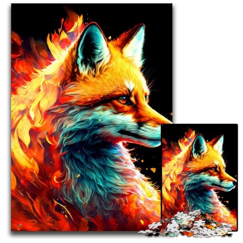 Fantasy Fox Puzzle 1000 Teile Holzpuzzles Weihnachten, Halloween, Ostern, Neujahr 50x75cm/19,68x29,52 Zoll von JIANGENNF