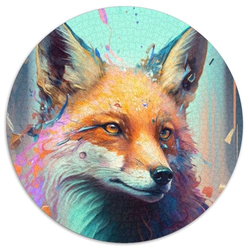 Fantasy-Fuchs-Malpuzzle für Erwachsene, 1000-teiliges, rundes Puzzle, interaktives Familienspiel, Denksportaufgabe als Geschenk, Lernspielzeug (Größe 67,5 x 67,5 cm) von JIANGENNF