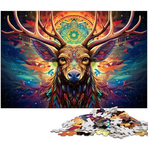 Fantasy-Hirsch-Puzzle, 1000 Teile, Holzpuzzle, Denksportaufgabe, Teenager und Heimdekoration, 50 x 75 cm / 19,68 x 29,52 Zoll Fantasy-Hirsch-Puzzle, 1000 Teile, Holzpuzzle, Denksportaufgabe, Teenager und Heimdekoration, 50 x 75 cm / 19,68 x 29,52 Zoll von JIANGENNF
