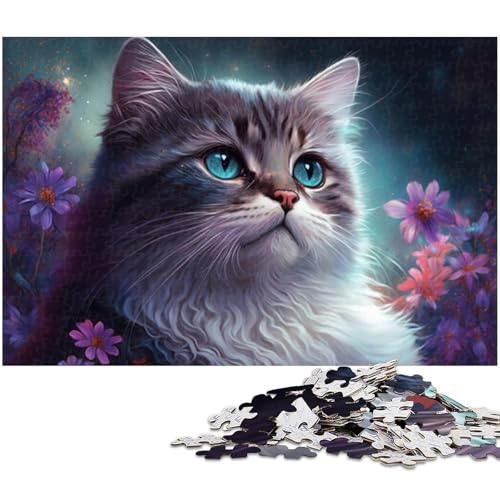 Fantasy-Katze, 1000-teiliges Puzzle für Erwachsene, Holzpuzzle, Entspannung und Herausforderung, farbenfrohe Heimdekoration, Freunde, 50 x 75 cm / 19,68 x 29,52 Zoll Fantasy-Katze, 1000-teiliges Puzzle für Erwachsene, Holzpuzzle, Entspannung und Herausforderung, farbenfrohe Heimdekoration, Freunde, 50 x 75 cm / 19,68 x 29,52 Zoll von JIANGENNF