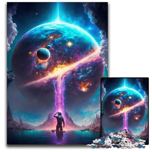 Farben des Weltraumplaneten, 1000-teiliges Puzzle für Erwachsene, Holzpuzzle, Spaß für Zuhause, Geburtstagsgeschenk, Reisegeschenk, 50x75cm/19,68x29,52 Zoll von JIANGENNF