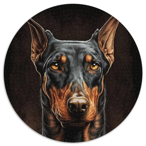 Farbiges Dobermann-Puzzle für 1000 Teile, rund, 1000 Teile, für Erwachsene, ideal für Familienspaß, Entspannung (Größe 67,5 x 67,5 cm) von JIANGENNF