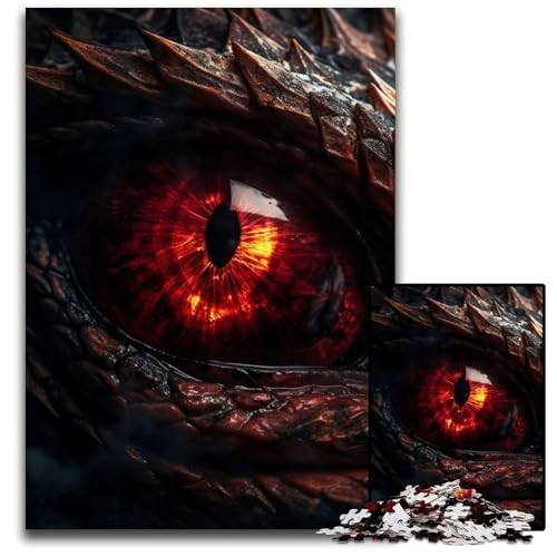 Feuerdrachen Rubinauge 1000-teiliges Puzzle für Erwachsene, anspruchsvolles Denkspiel – entspannendes Spielzeug für Teenager, 50x75cm/19,68x29,52 Zoll von JIANGENNF