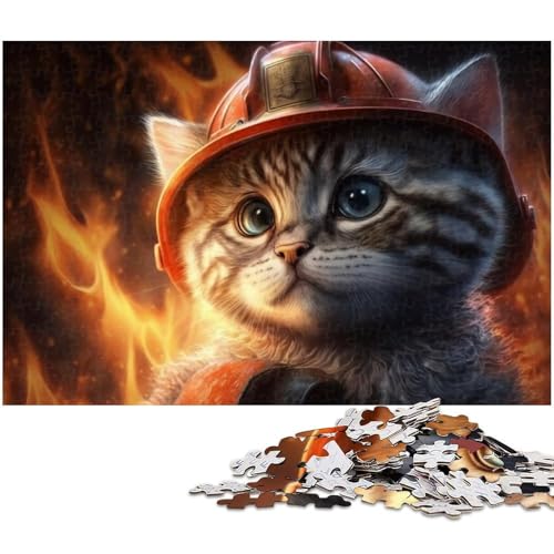 Feuerwehrmann-Katzen-Puzzle für 1000 Teile, Holzpuzzle, anspruchsvolles DIY-Denkspiel, perfektes Familienspiel oder dekoratives Geschenk, 50 x 75 cm / 19,68 x 29,52 Zoll Feuerwehrmann-Katzen-Puzzle für 1000 Teile, Holzpuzzle, anspruchsvolles DIY-Denkspiel, perfektes Familienspiel oder dekoratives Geschenk, 50 x 75 cm / 19,68 x 29,52 Zoll von JIANGENNF