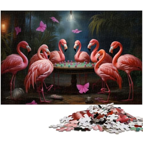 Flamingos Spielen Poker, 1000-teiliges Puzzle, Holzpuzzle, Denksportaufgabe, Teenager und Heimdekoration, 50 x 75 cm / 19,68 x 29,52 Zoll Flamingos Spielen Poker, 1000-teiliges Puzzle, Holzpuzzle, Denksportaufgabe, Teenager und Heimdekoration, 50 x 75 cm / 19,68 x 29,52 Zoll von JIANGENNF