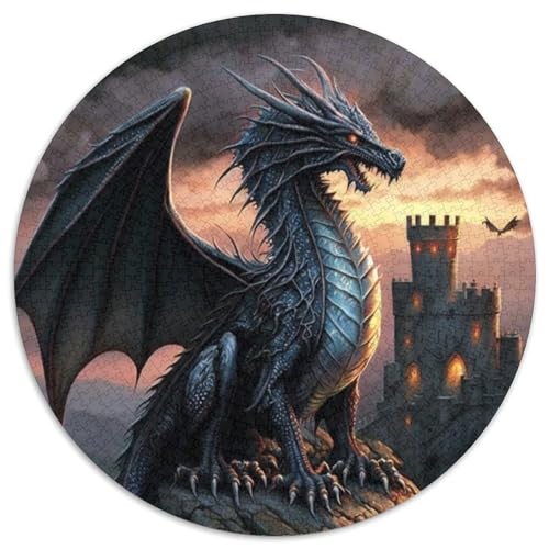 Fliegender Drache, 1000-teiliges Puzzle, rund, 1000 Teile, für Erwachsene, Schwierigkeitsgrad: Anfänger, ideal als Geburtstags (Größe: 67,5 x 67,5 cm) von JIANGENNF