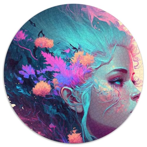 Flower-Power-Puzzle für Erwachsene, 1000 Teile, rundes Puzzle für Erwachsene, hochschwieriges Denkspiel für Teenager (Größe 67,5 x 67,5 cm) von JIANGENNF