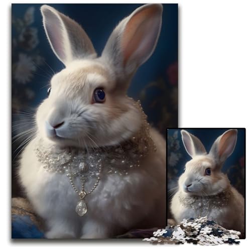 Fluffy Bunny 1000-teiliges Puzzle für Erwachsene, Puzzles für Erwachsene, Lernspielzeug für Teenager, Heimbüro-Dekor, 26x38cm/10,23x14,96 Zoll von JIANGENNF