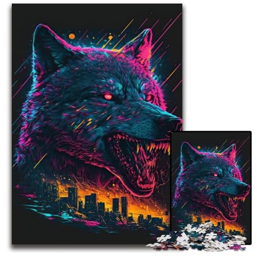 Fox Neon 1000-teiliges Puzzle aus Holz, Denkspiel für Jugendliche und Familieninteraktion, 50x75cm/19,68x29,52 Zoll Fox Neon 1000-teiliges Puzzle aus Holz, Denkspiel für Jugendliche und Familieninteraktion, 50x75cm/19,68x29,52 Zoll von JIANGENNF
