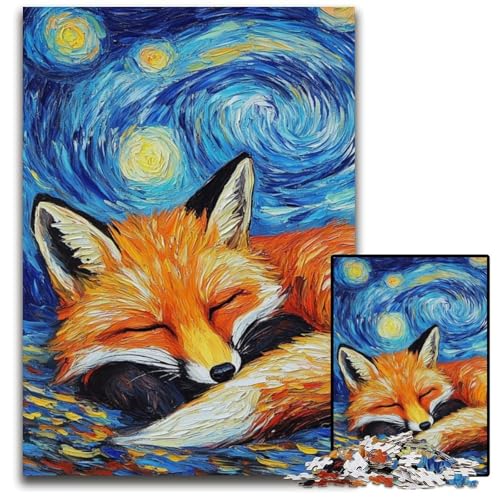Fox Night Sky 1000-teiliges Puzzle für Erwachsene, anspruchsvolles Denkspiel, interaktives Familienspiel, geeignet für Kinder ab 14 Jahren, 50x75cm/19,68x29,52 Zoll Fox Night Sky 1000-teiliges Puzzle für Erwachsene, anspruchsvolles Denkspiel, interaktives Familienspiel, geeignet für Kinder ab 14 Jahren, 50x75cm/19,68x29,52 Zoll von JIANGENNF