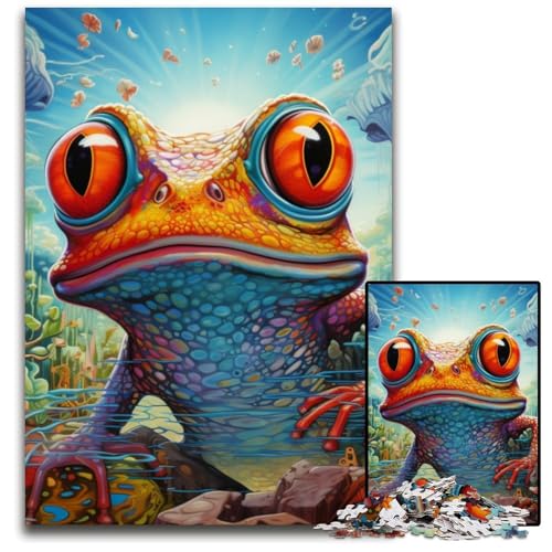Frosch-Puzzle, 1000 Teile, Papp-Puzzle, Weihnachten, Halloween, Ostern, Neujahr, 26x38cm/10,23x14,96 Zoll von JIANGENNF