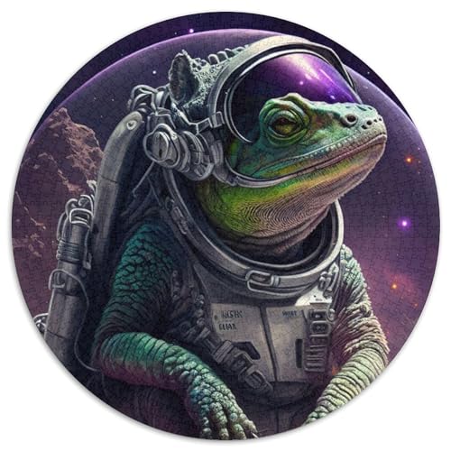 Frosch-Weltraum-Astronaut, 1000-teiliges Puzzle-Geschenk, rundes Puzzle, 1000 Teile, anspruchsvolles DIY-Denkspiel, perfektes Familienspiel oder dekoratives Geschenk (Größe 67,5 x 67,5 cm) von JIANGENNF