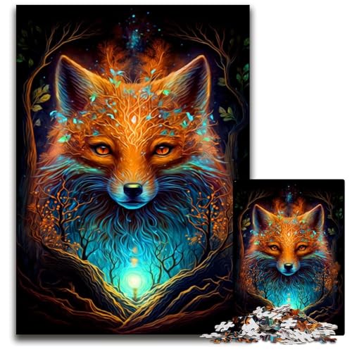 Fuchs-Puzzle, 1000 Teile, Holzpuzzle, Weihnachten, Halloween, Ostern, Neujahr, 50x75cm/19,68x29,52 Zoll Fuchs-Puzzle, 1000 Teile, Holzpuzzle, Weihnachten, Halloween, Ostern, Neujahr, 50x75cm/19,68x29,52 Zoll von JIANGENNF