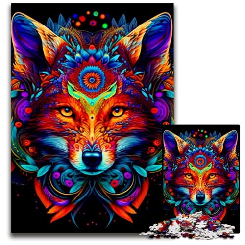 Fuchs-Puzzle, 1000 Teile, Holzpuzzle, Weihnachten, Halloween, Ostern, Neujahr, 50x75cm/19,68x29,52 Zoll Fuchs-Puzzle, 1000 Teile, Holzpuzzle, Weihnachten, Halloween, Ostern, Neujahr, 50x75cm/19,68x29,52 Zoll von JIANGENNF