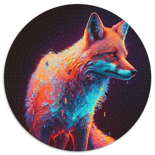 Fuchs-Puzzle, 1000 Teile, rund, 1000 Teile, für Erwachsene, Schwierigkeitsgrad: Anfänger, ideal als Geburtstags (Größe: 67,5 x 67,5 cm) von JIANGENNF