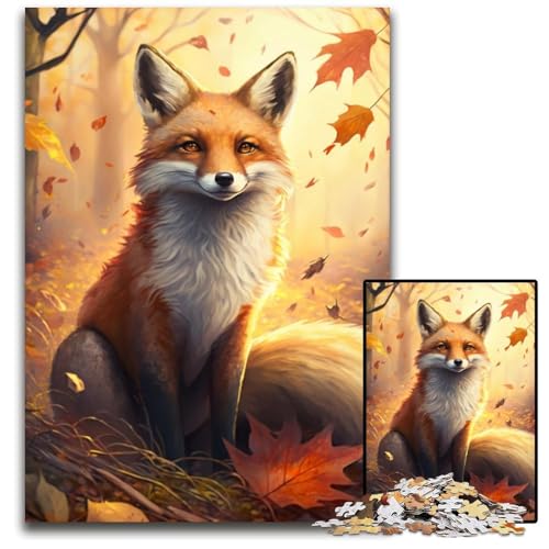 Fuchs-Puzzle 1000 Teile für Erwachsene, Papp-Puzzles, Weihnachten, Halloween, Ostern, Neujahr, 26x38cm/10,23x14,96 Zoll von JIANGENNF